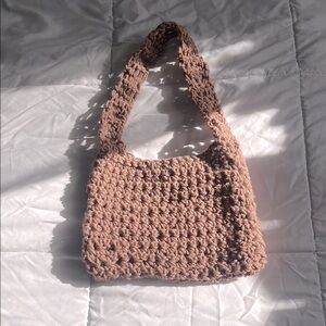 Caramel Latte Cinnamon Brown Crochet Shoulder Bag